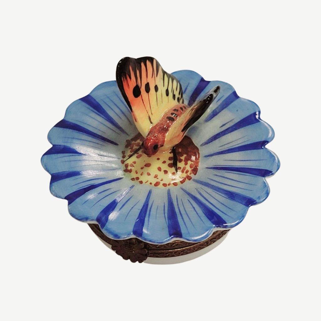 Butterfly on Flower Limoges Porcelain Box for Nature Lovers, view 9