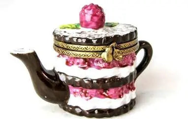 Authentic Cake Coffee Pot Limoges box, hand-painted in France, from Limoges Boutique