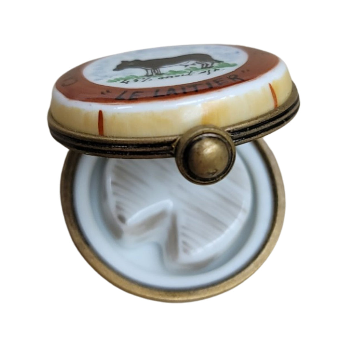 Camembert Cheese w Slice Porcelain Limoges Porcelain Art Object, view 2