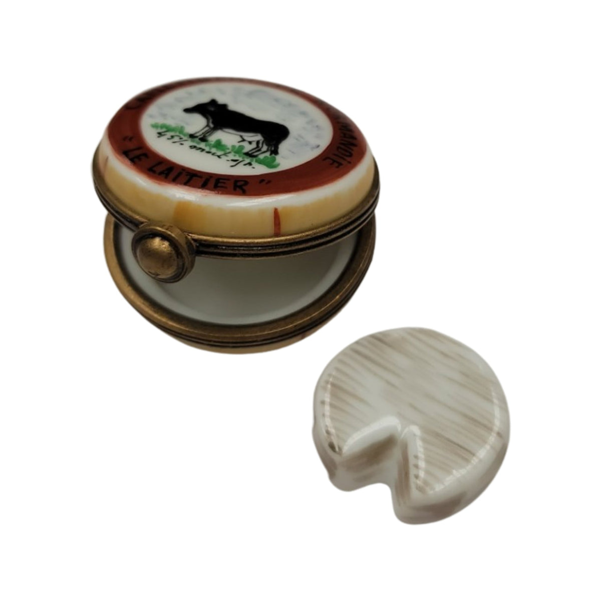 Camembert Cheese w Slice Porcelain Limoges Porcelain Art Object, view 3