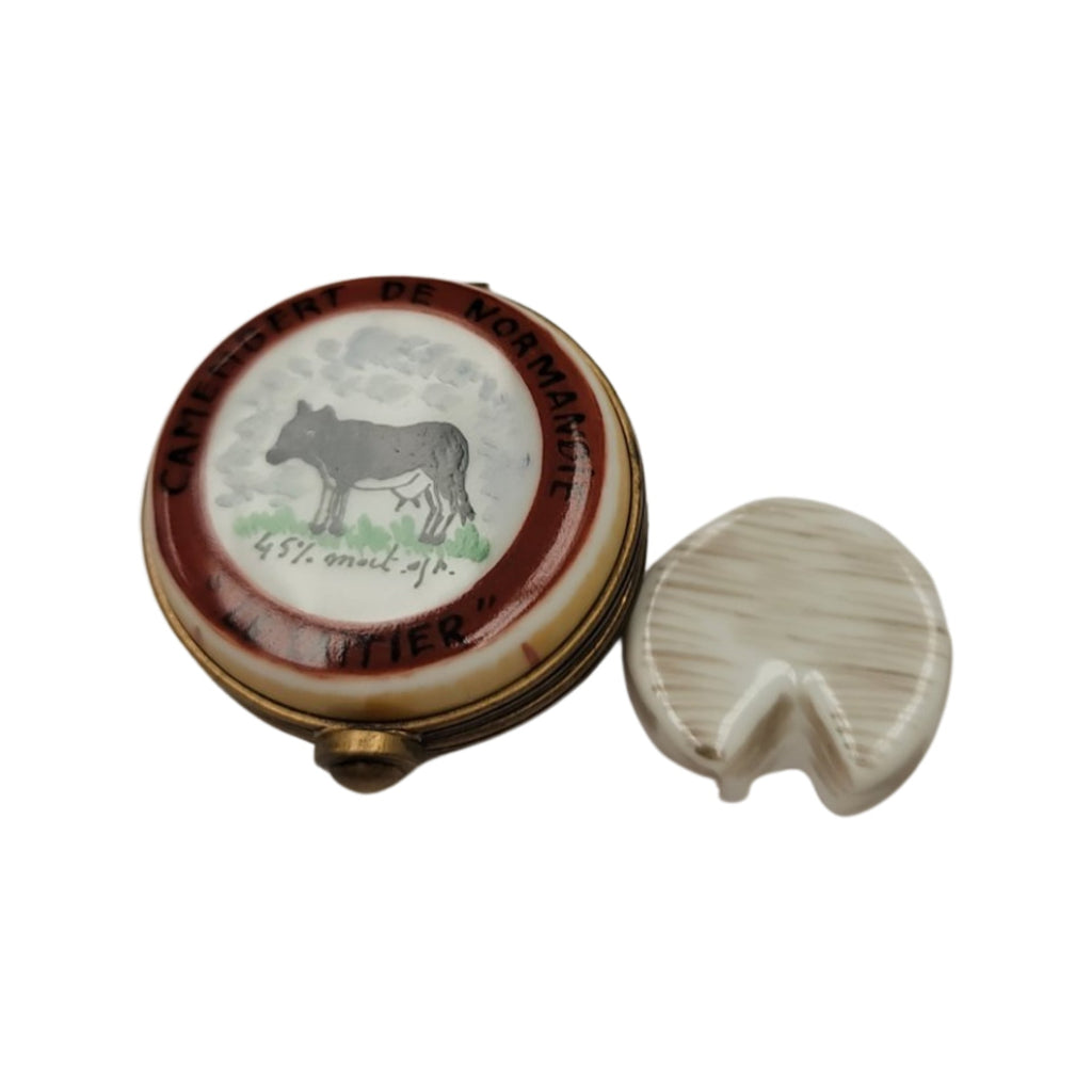 Camembert Cheese w Slice Porcelain Limoges Porcelain Art Object, view 4