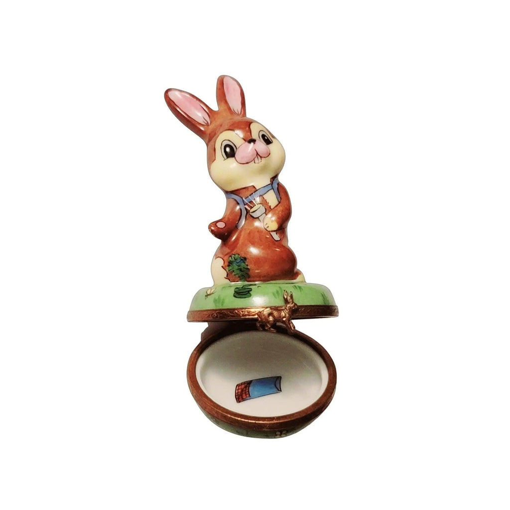 The painter's artistry shows on this Camping Rabbit Bunny Limoges box