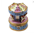 Blue Pink Carousel Limoges Box, a hand-painted Limoges porcelain gift