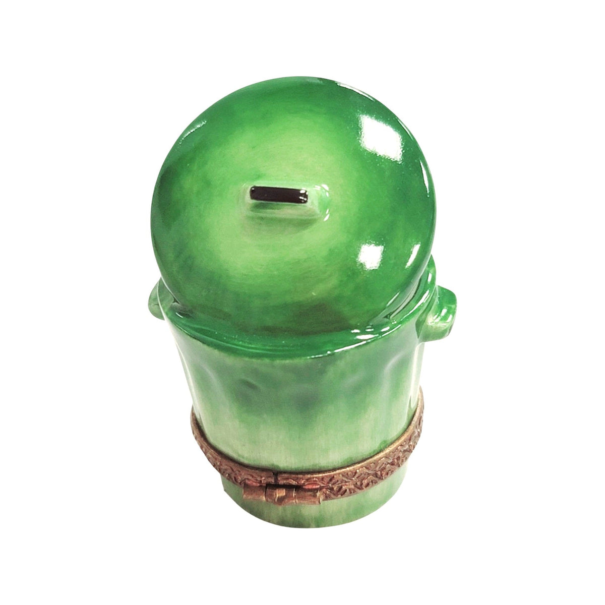 Cat in Green Trashcan Limoges box, an heirloom-quality piece for collectors