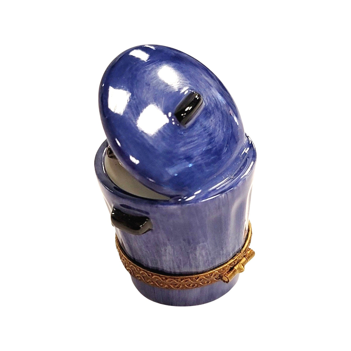 Gift idea for someone who loves France: Cat in Blue Trashcan Limoges box