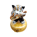 Cat Playing Guitar Figurine for Cat Lovers, a hand-painted Limoges porcelain gift