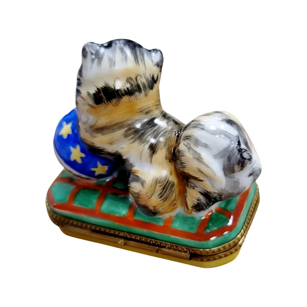 Cat with Yarn Limoges box painted by hand in Limoges, France, a gift to treasure
