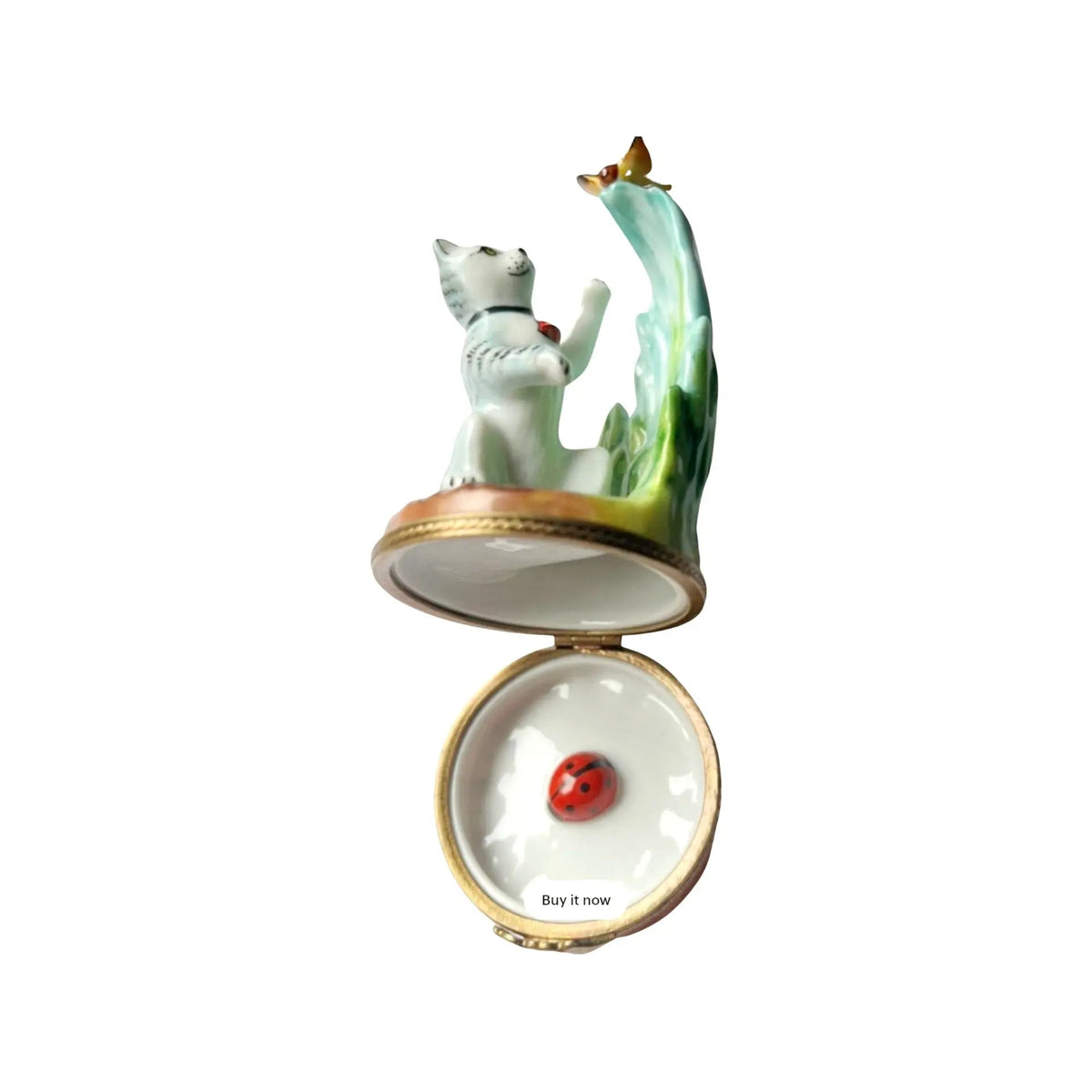 Gift idea for someone who loves France: Cat and Butterfly Limoges box