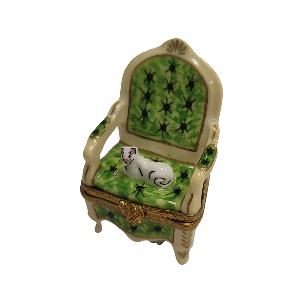 The Cat on Green Chair, a Limoges keepsake with true French charm