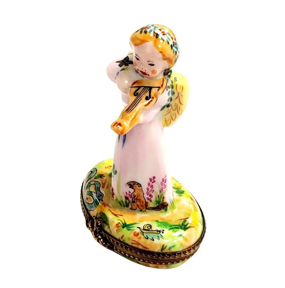 Angel w Violin Garden of Eden Limoges Box Figurine, view 7