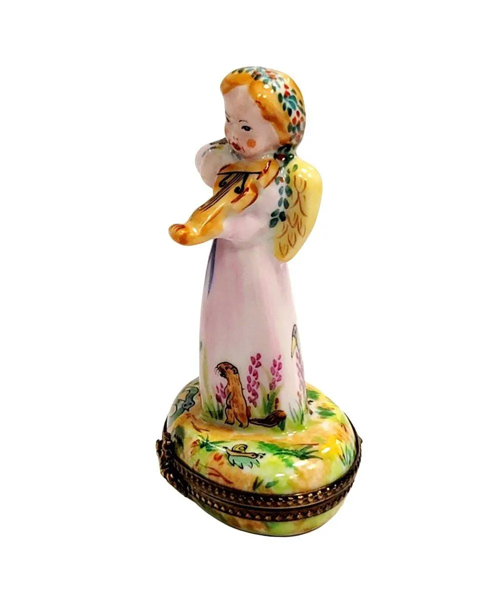 Angel w Violin Garden of Eden Limoges Box Figurine, view 8