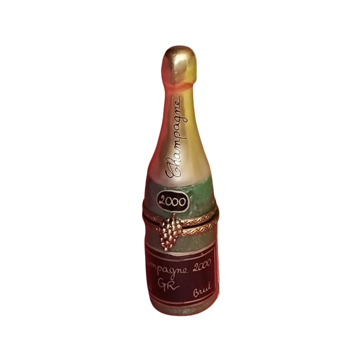 Treasured French collectible: Champagne Bottle Limoges box, painted by hand