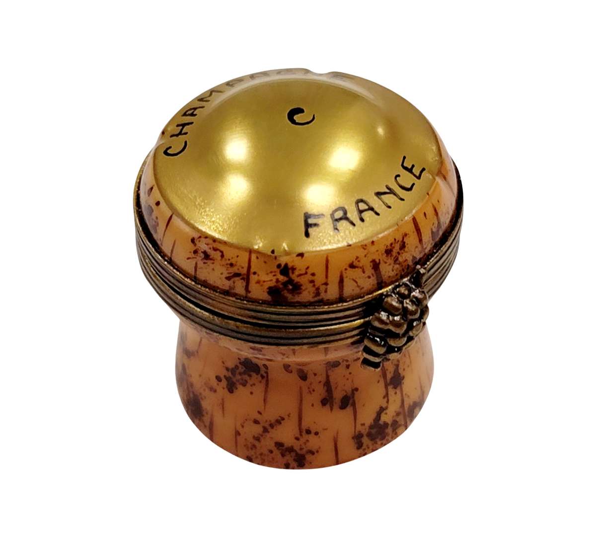 Champagne Cork Limoges Box Figurine, a hand-painted Limoges porcelain gift