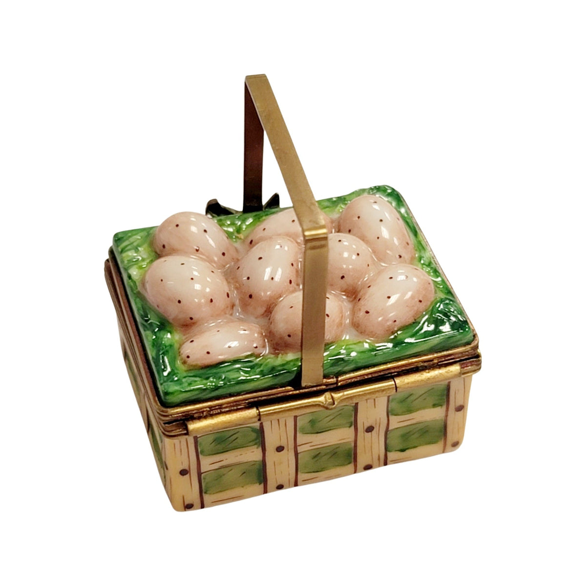 Collectible Basket with Eggs Limoges box with artisan brushwork
