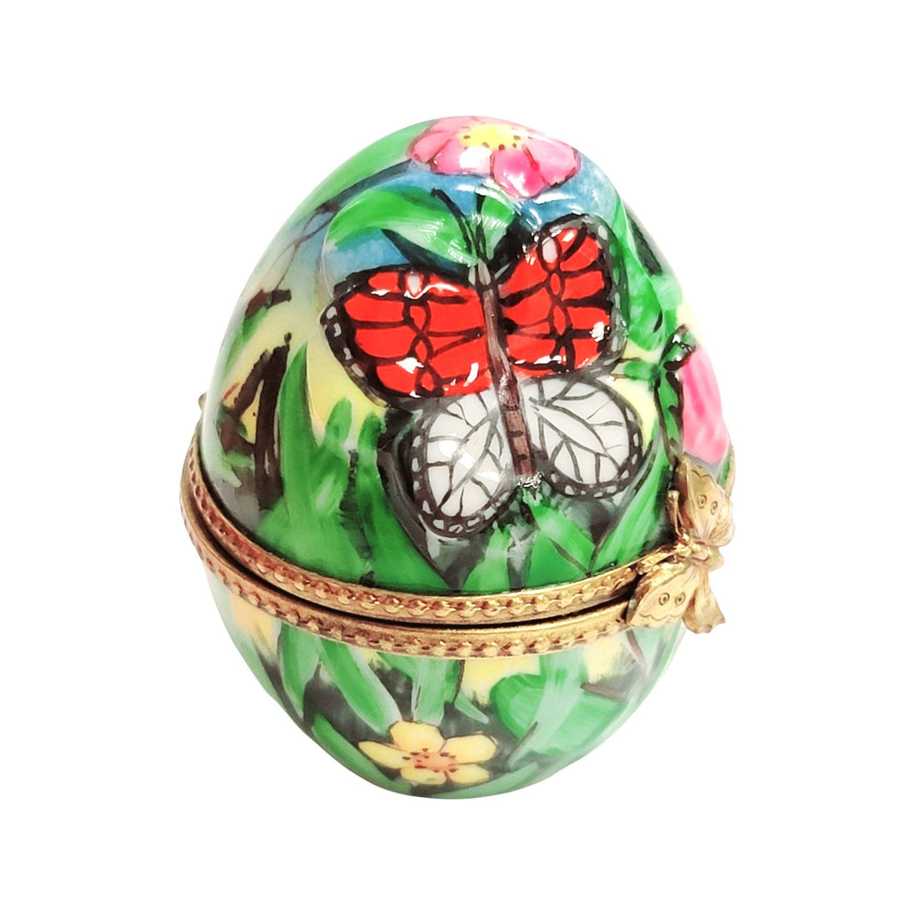 Egg Butterfly Cat in Grass Porcelain Art Object, view 8