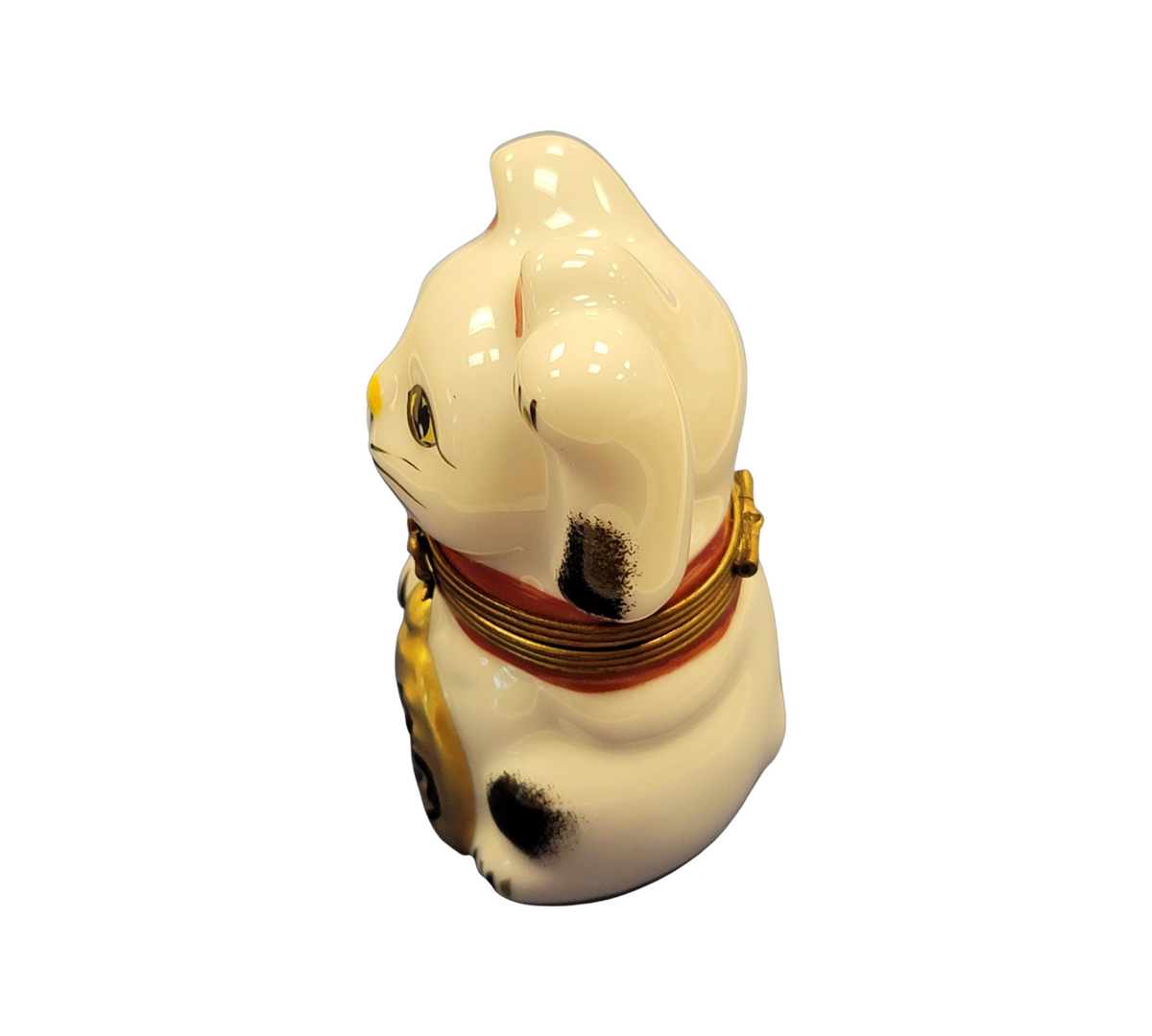Every brushstroke by hand on the Happy China Cat Limoges box from France