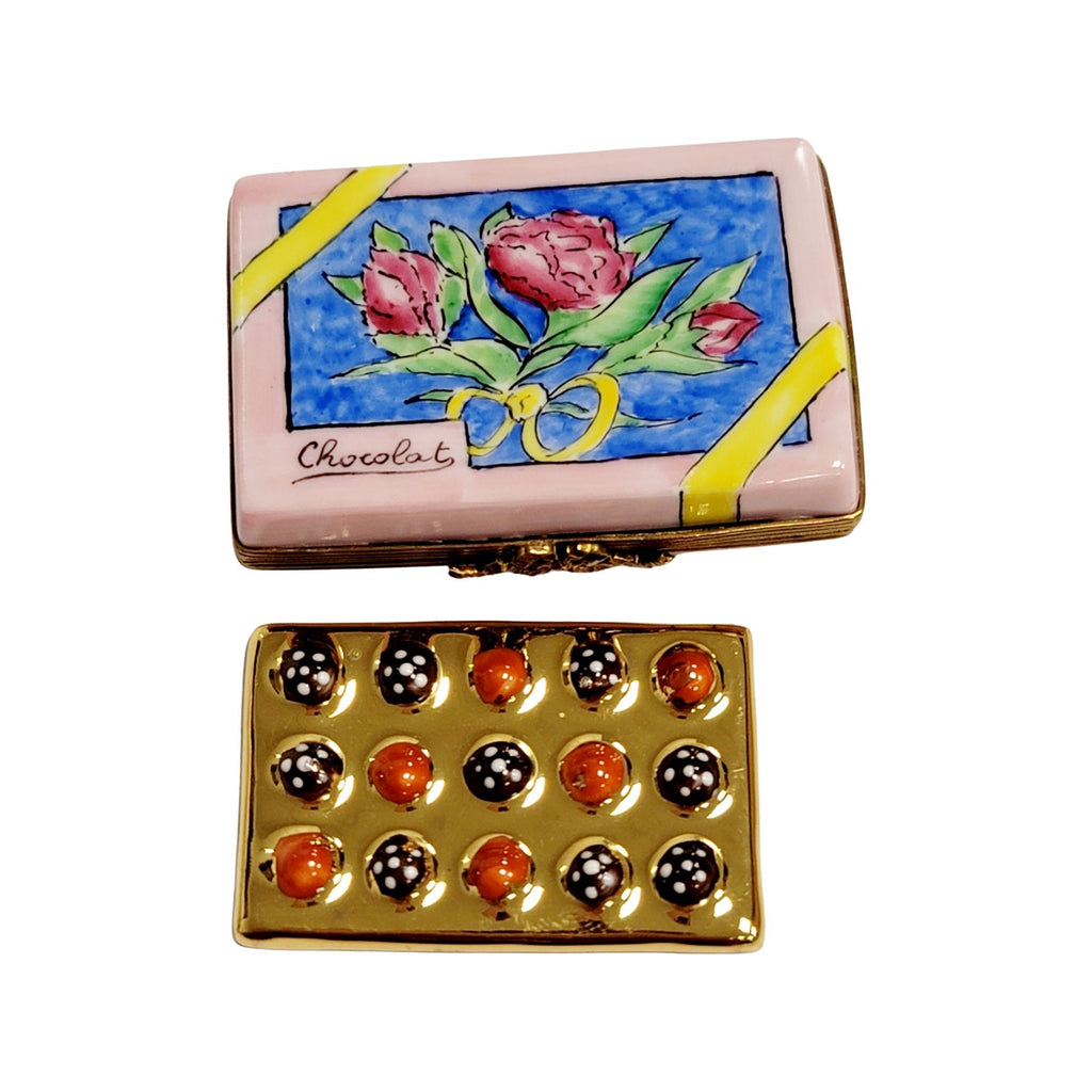 Porcelain Chocolates Cherries Gift Limoges Box, a hand-painted Limoges porcelain gift
