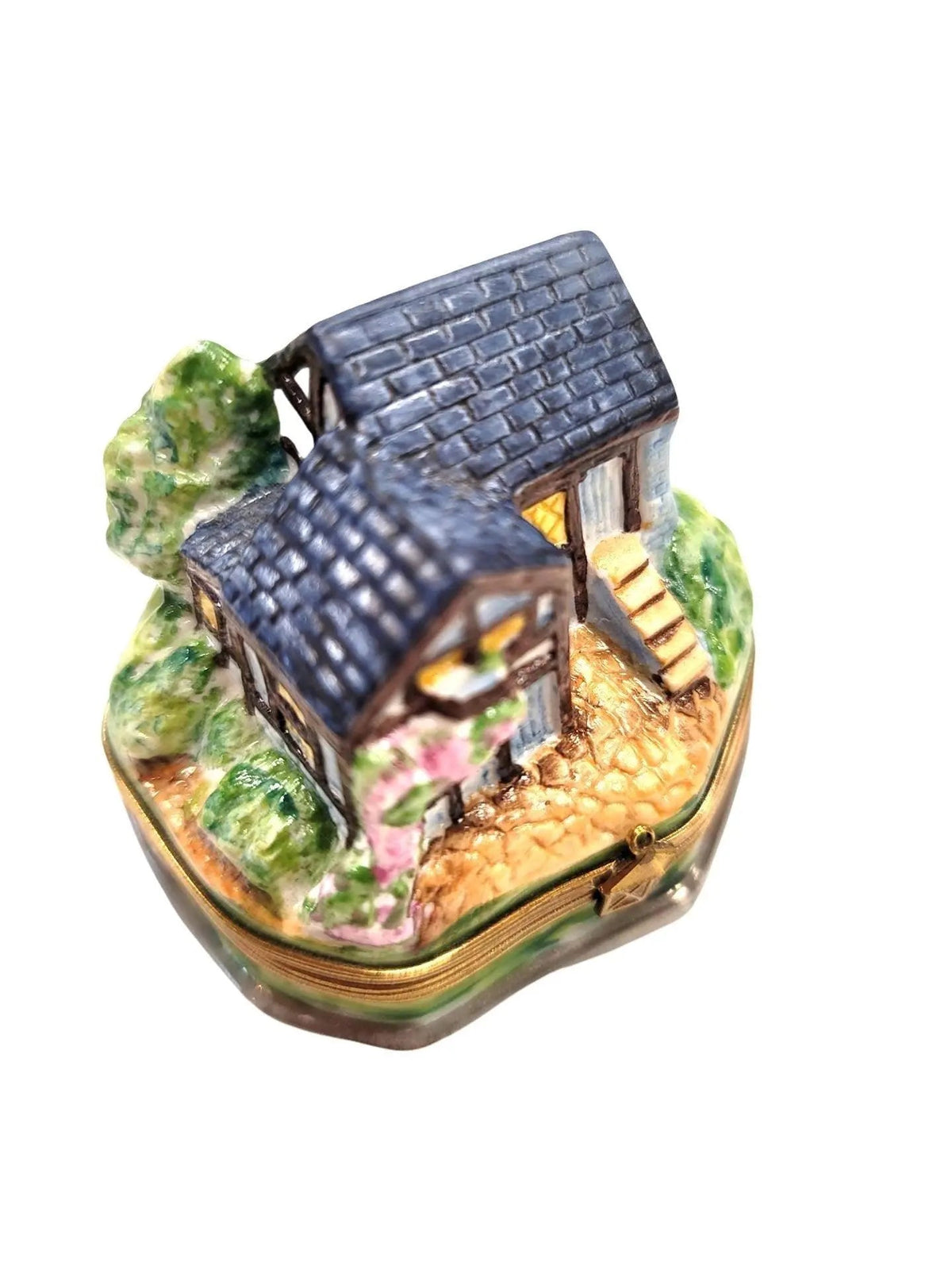Country House Cottage w Trees Limoges Box, a hand-painted Limoges porcelain gift