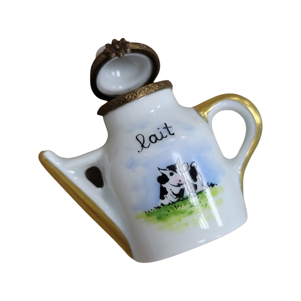 Cow Milk Pot Limoges Box Figurine, view 2