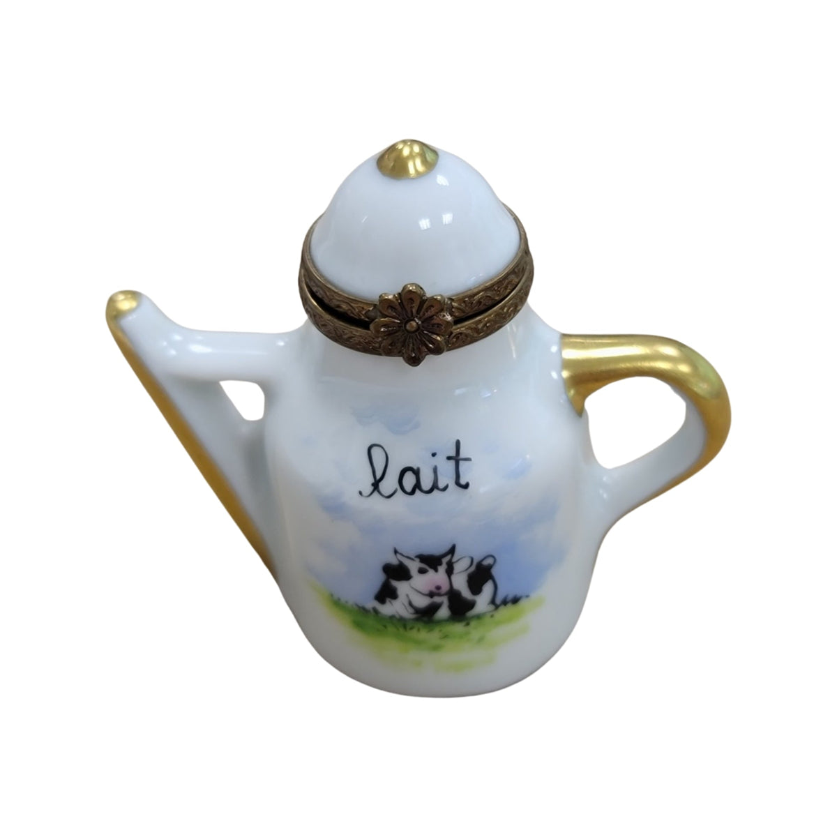 Cow Milk Pot Limoges Box Figurine, a hand-painted Limoges porcelain gift
