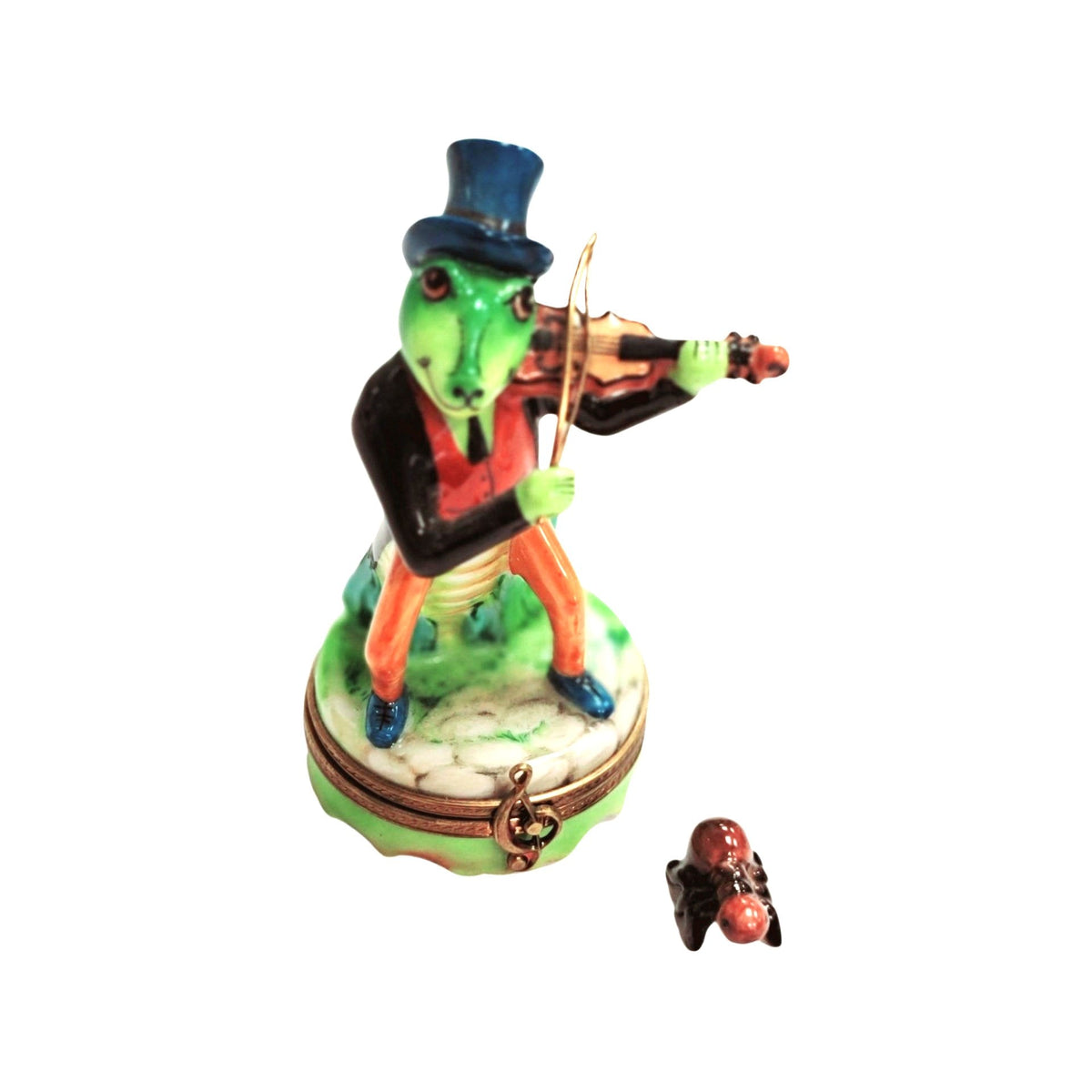Cricket W Ant Playing Violin Limoges Box Figurine Gift, a hand-painted Limoges porcelain gift