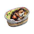 Limoges Boutique presents the Dog in Basket, a genuine Limoges box painted by hand in France