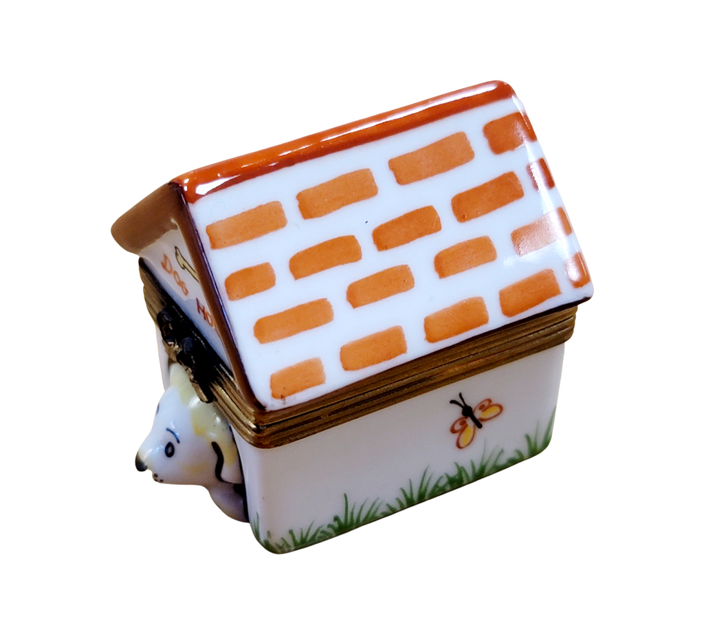 Dog in Dog House Limoges Box Figurine, view 4