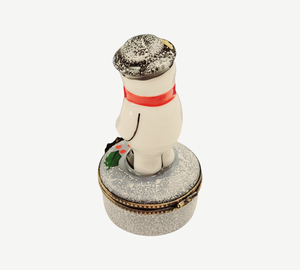 French Snowman Limoges Box Figurine, view 3