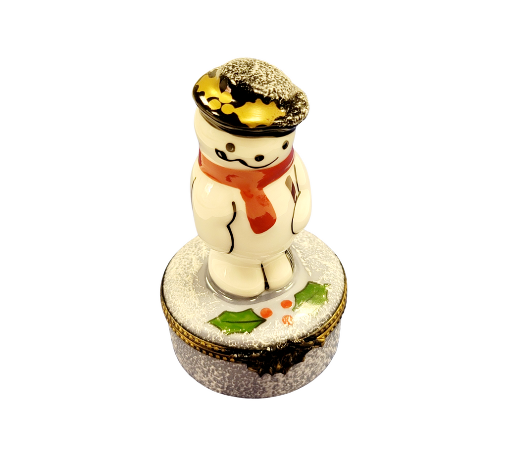 French Snowman Limoges Box Figurine, view 5
