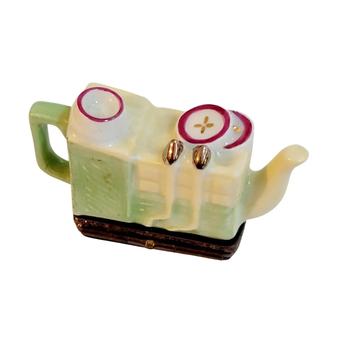 Yellow Green Kitchen Sink Teapot Porcelain Art Object Limoges, view 3