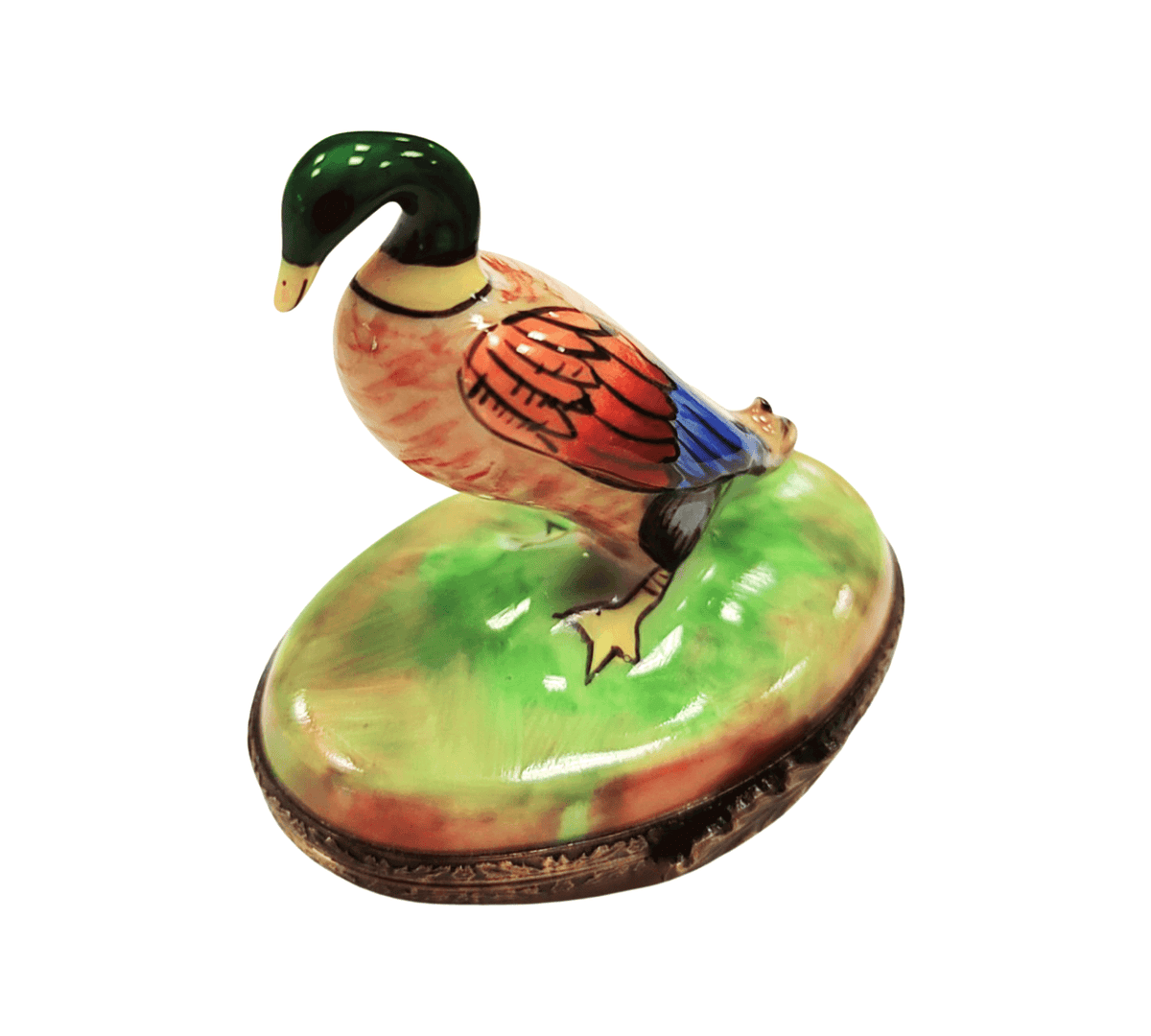 Mallard Duck Limoges Figurine for Home Decor Limoges, a hand-painted Limoges porcelain gift