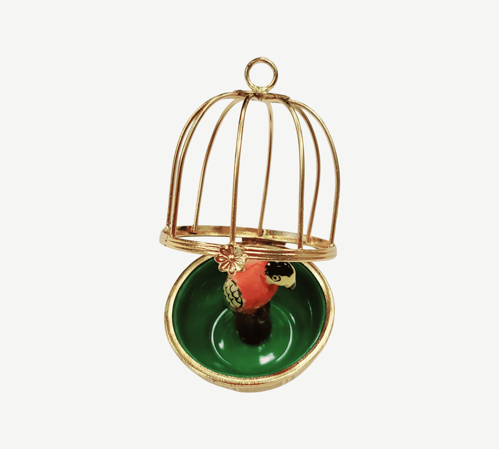 Parrot in Cage Limoges Box Figurine, view 5