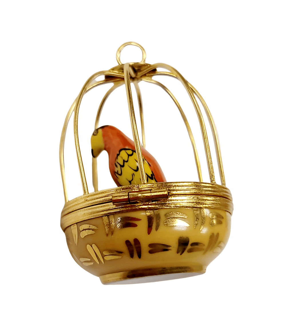 Parrot in Cage Limoges Box Figurine, view 6