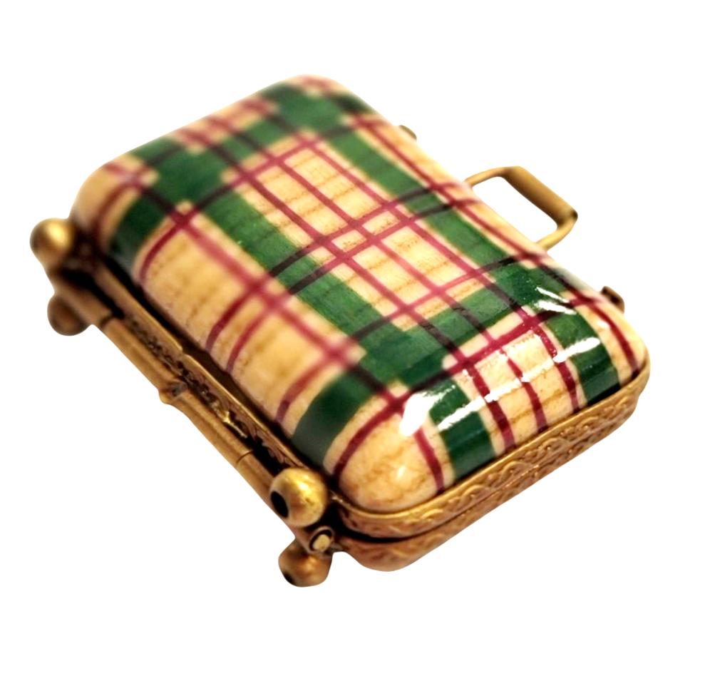 Plaid Travel Suitcase Limoges Box, view 3
