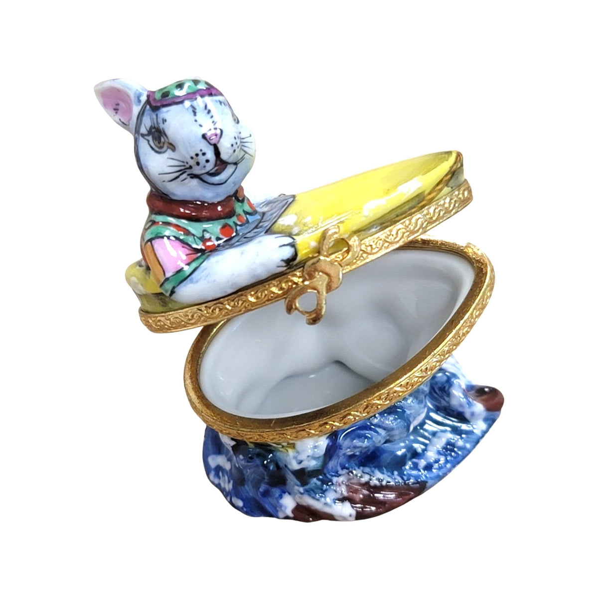 Rabbit in Boat Limoges Box Figurine, view 2