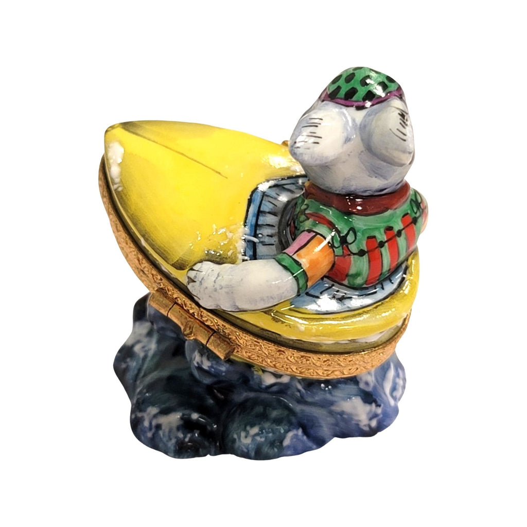Rabbit in Boat Limoges Box Figurine, view 3
