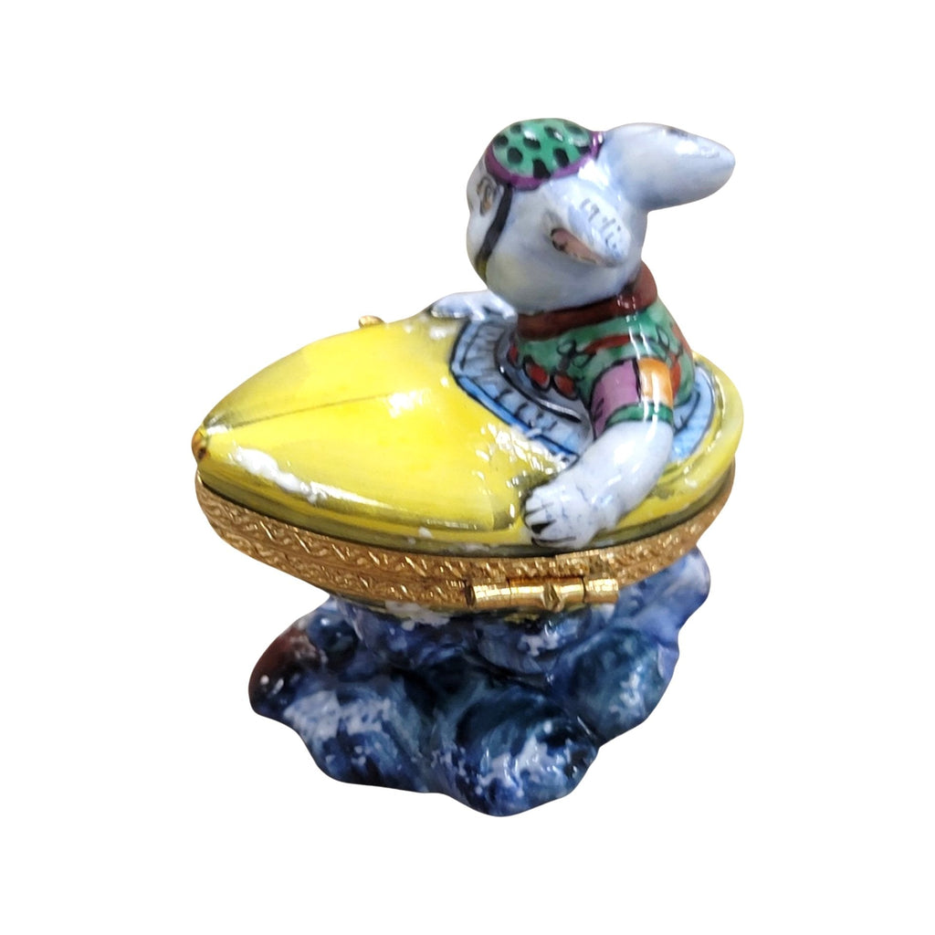 Rabbit in Boat Limoges Box Figurine, view 6