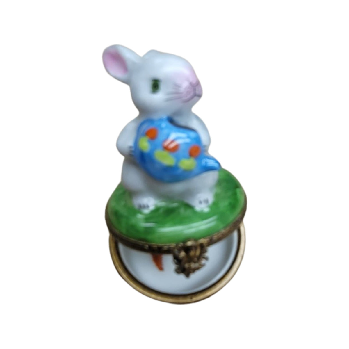 Rabbit Blue Watering Can Porcelain Limoges Porcelain Art Object, view 2