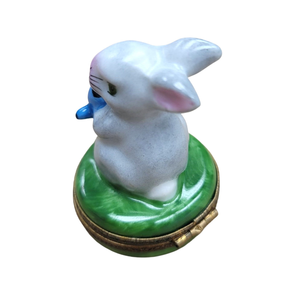 Rabbit Blue Watering Can Porcelain Limoges Porcelain Art Object, view 3