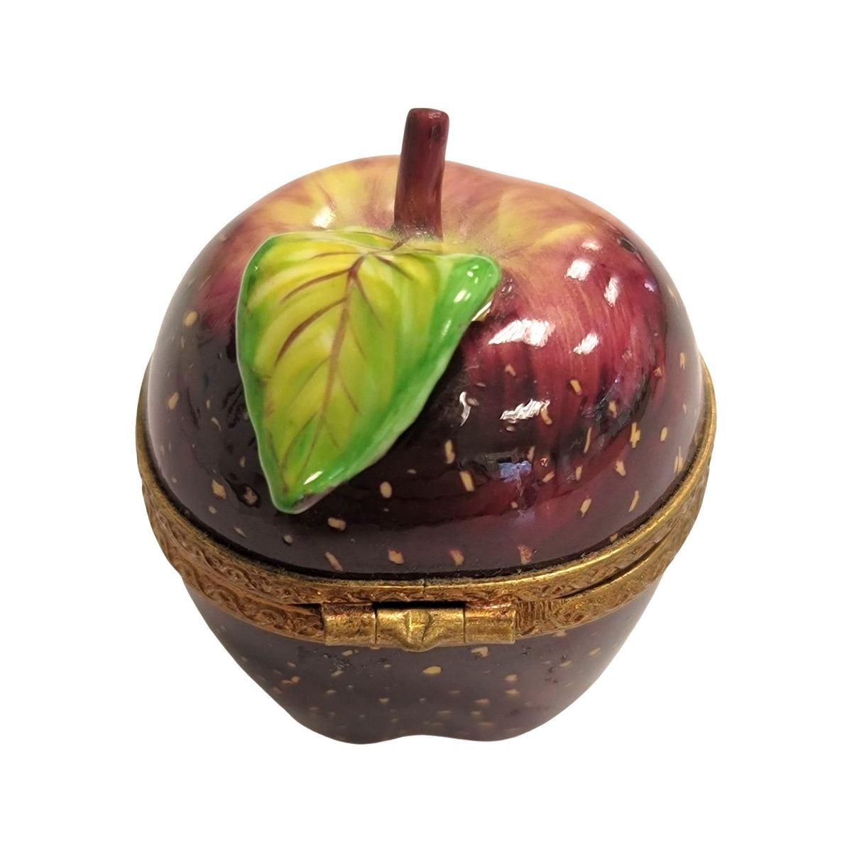 Collectible Red Apple Limoges box with artisan brushwork