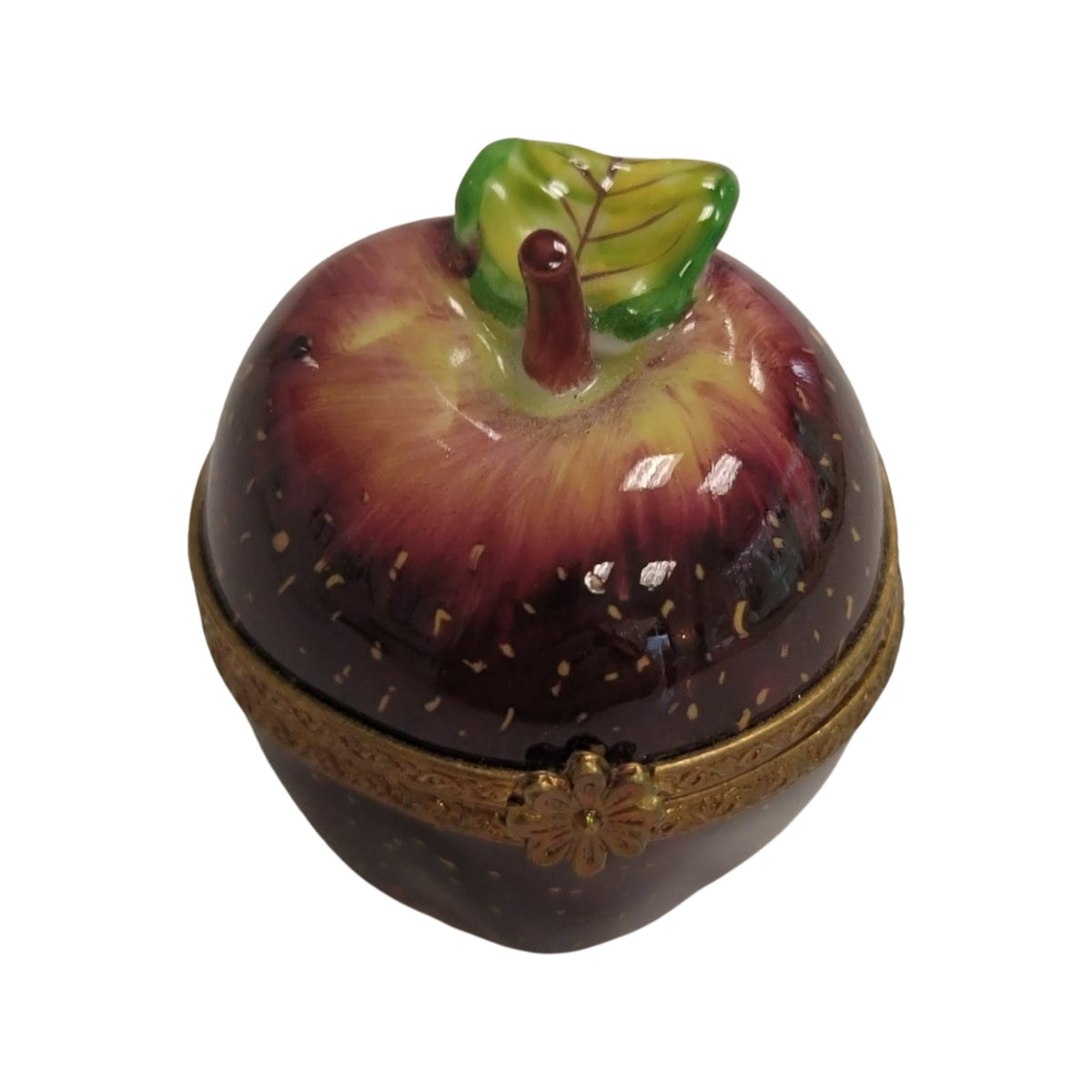 Fine French craftsmanship on the Red Apple Limoges box, painted by hand
