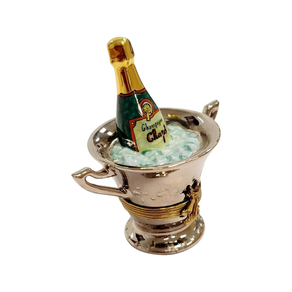 Chaps Silver Champagne Bucket on Ice Limoges Box Figurine, view 10