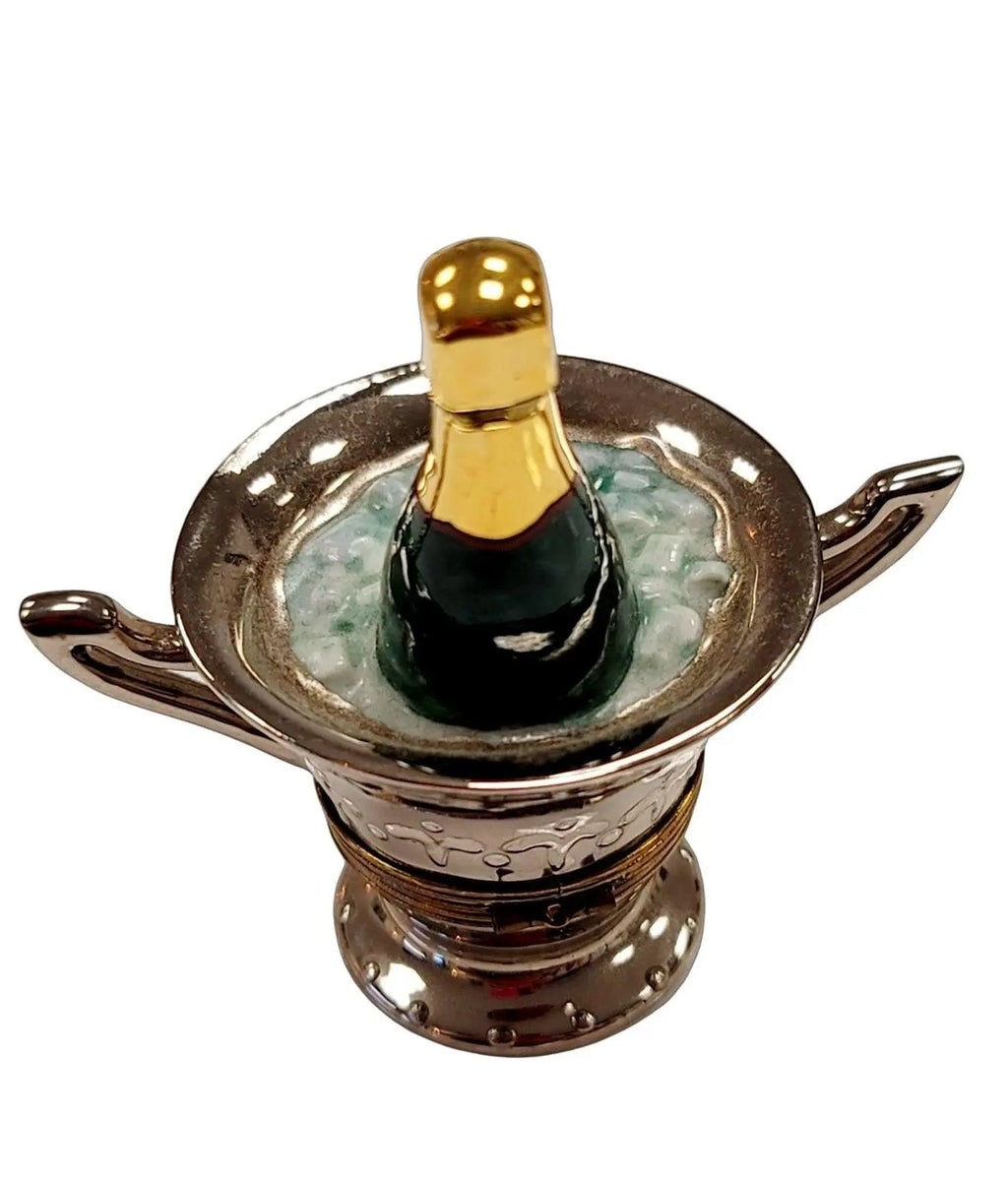 Chaps Silver Champagne Bucket on Ice Limoges Box Figurine, view 6