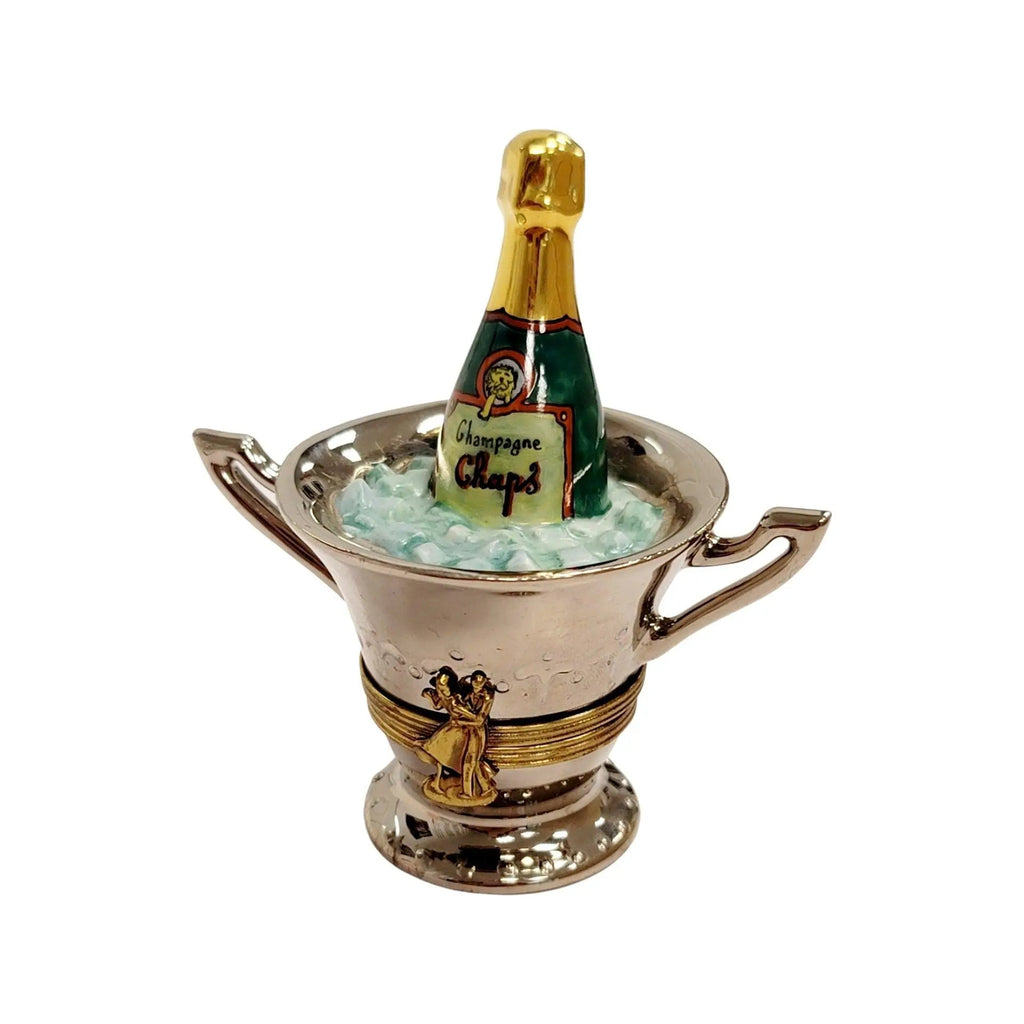 Chaps Silver Champagne Bucket on Ice Limoges Box Figurine, view 7