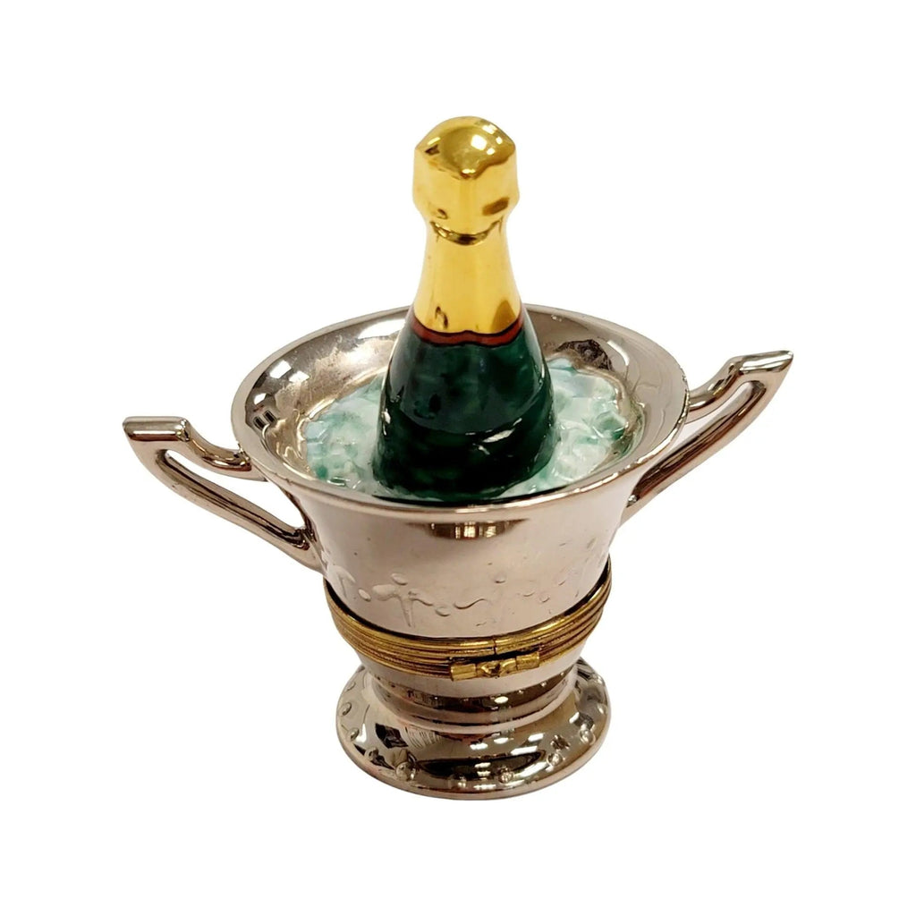 Chaps Silver Champagne Bucket on Ice Limoges Box Figurine, view 8