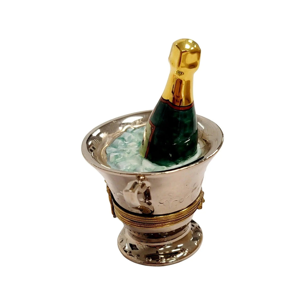 Chaps Silver Champagne Bucket on Ice Limoges Box Figurine, view 9