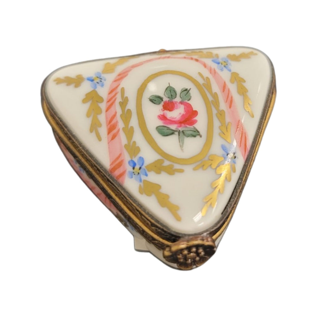 Triangle Limoges Porcelain Box, a hand-painted Limoges porcelain gift