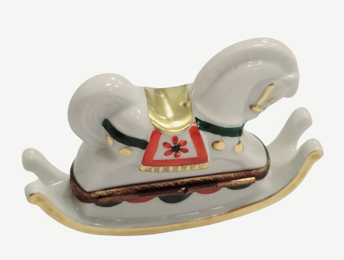 Rocking Horse White Limoges Box Figurine, view 4