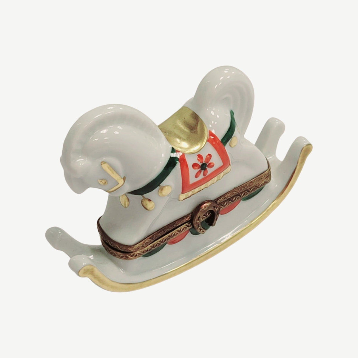 Rocking Horse White Limoges Box Figurine, a hand-painted Limoges porcelain gift