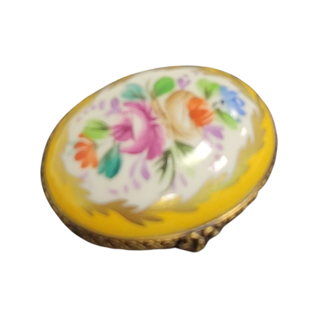 Yellow Oval Limoges Porcelain Box Limoges, view 4